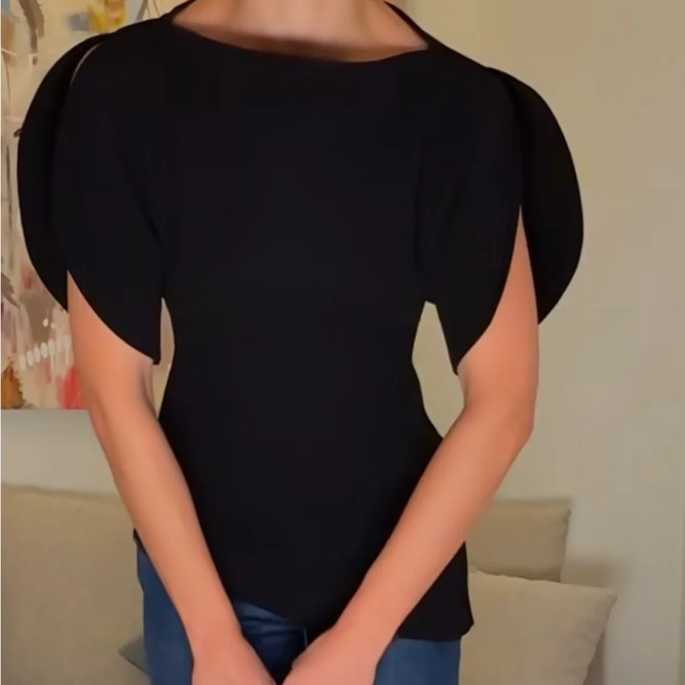 Zara Black Puff Sleeve Top - Picture 3 of 6